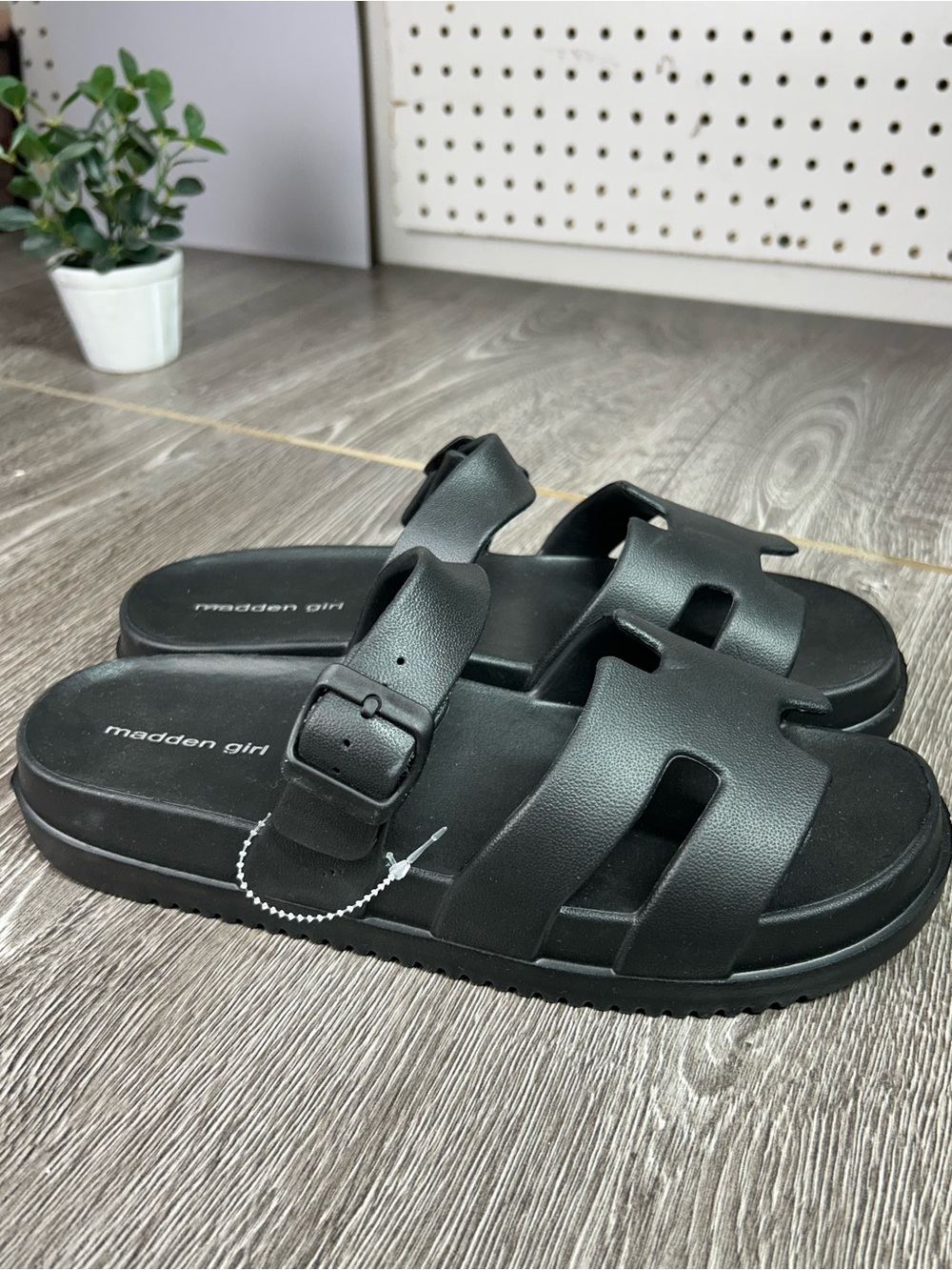 Madden girl darling banded footbed slide sandals with H-Shaped Straps